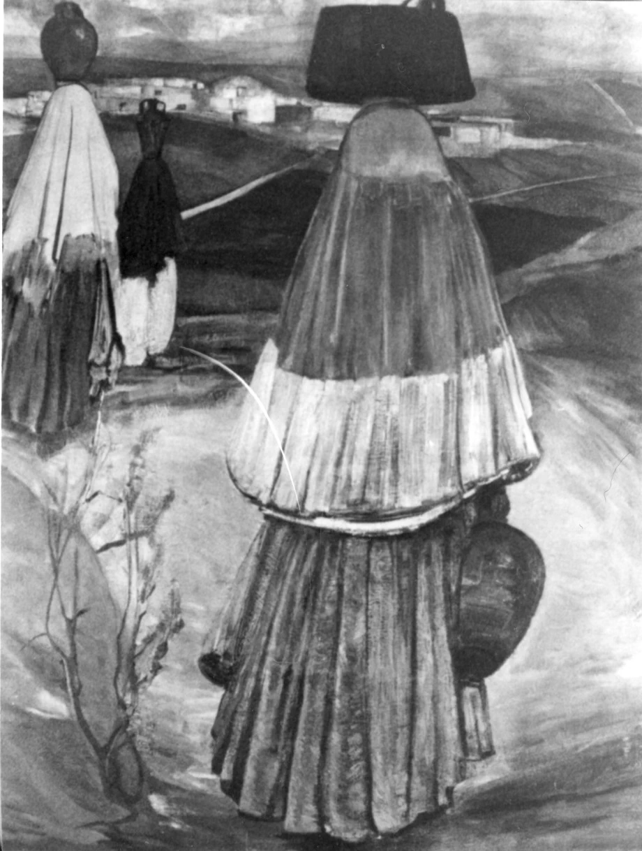 Donne di spalle che trasportano l'acqua - Tempio Pausania